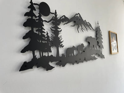 Bärenfamilie Metall Wandkunst