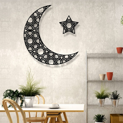 Mondsichel und Stern Metall Wandkunst