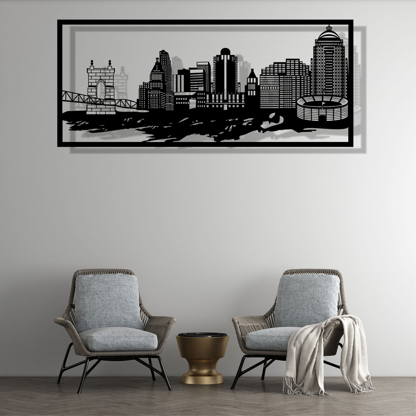 Arte de Pared Metálico Cincinnati Skyline