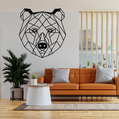 Geometric Bear Head Metal Wall Art