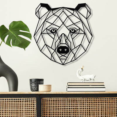 Tête d'ours Géométrique Art Mural en Métal