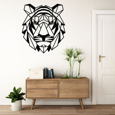 Tête de Tigre Géométrique Art Mural en Métal