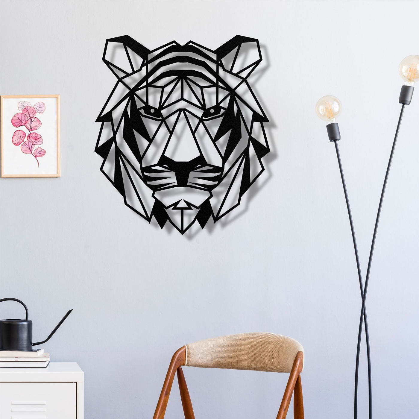 Geometric Tiger Head Metal Wall Art