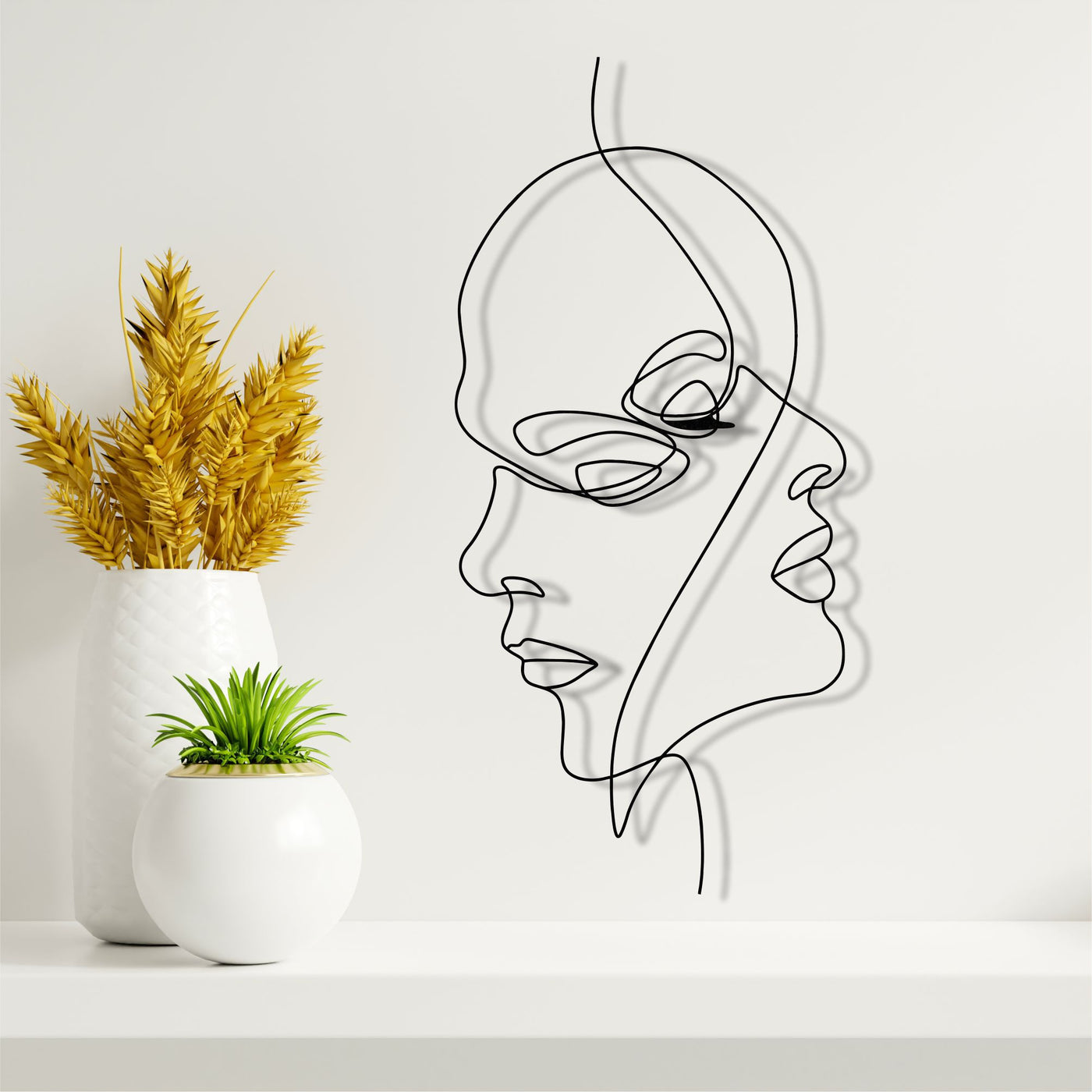 Woman and Man Face Abstract Metal Wall Art