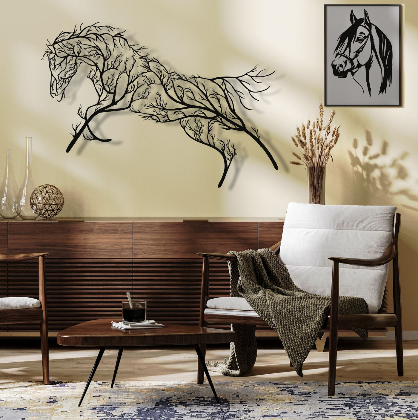 Tree Horse Metal Wall Art