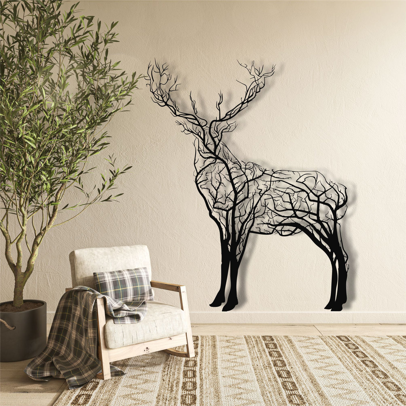 Tree Deer Metal Wall Art
