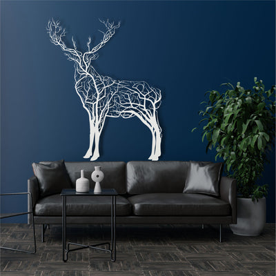 Tree Deer Metal Wall Art