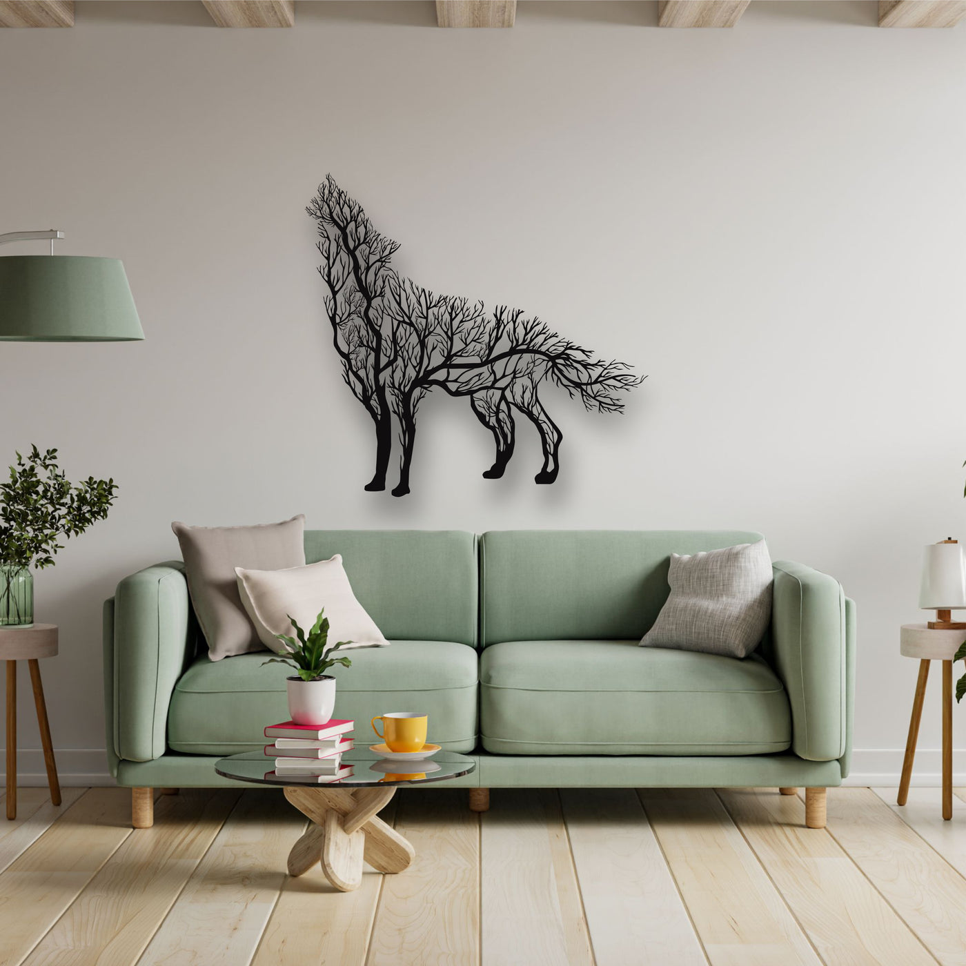Tree Wolf Metal Wall Art