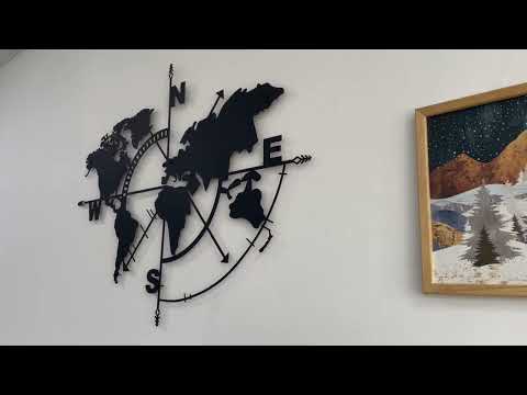 World Map Compass Metal Wall Art